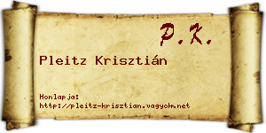 Pleitz Krisztián névjegykártya